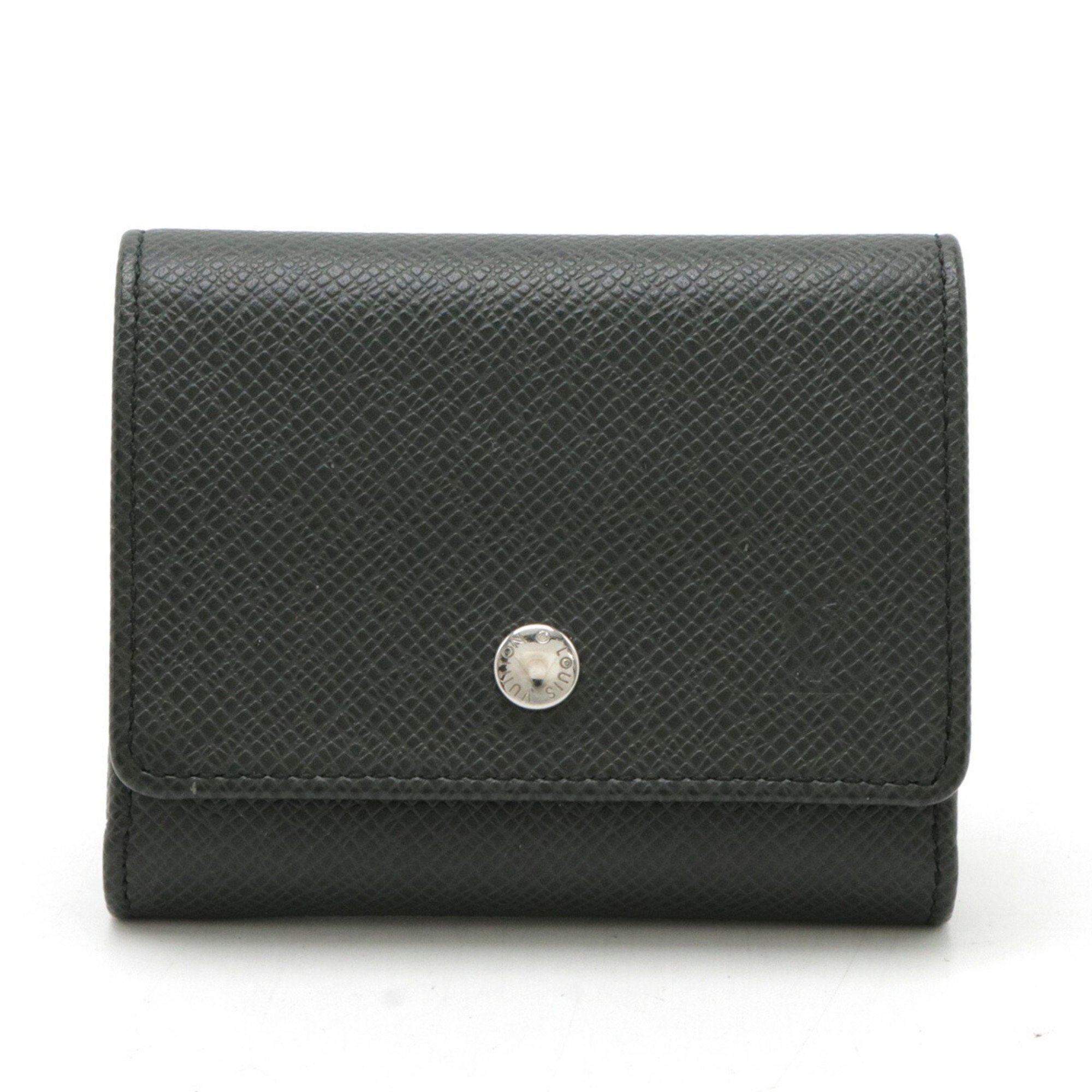 LOUIS VUITTON Taiga Porto Monnaie Sergey Coin Case Purse Leather Ardoise Black M32562