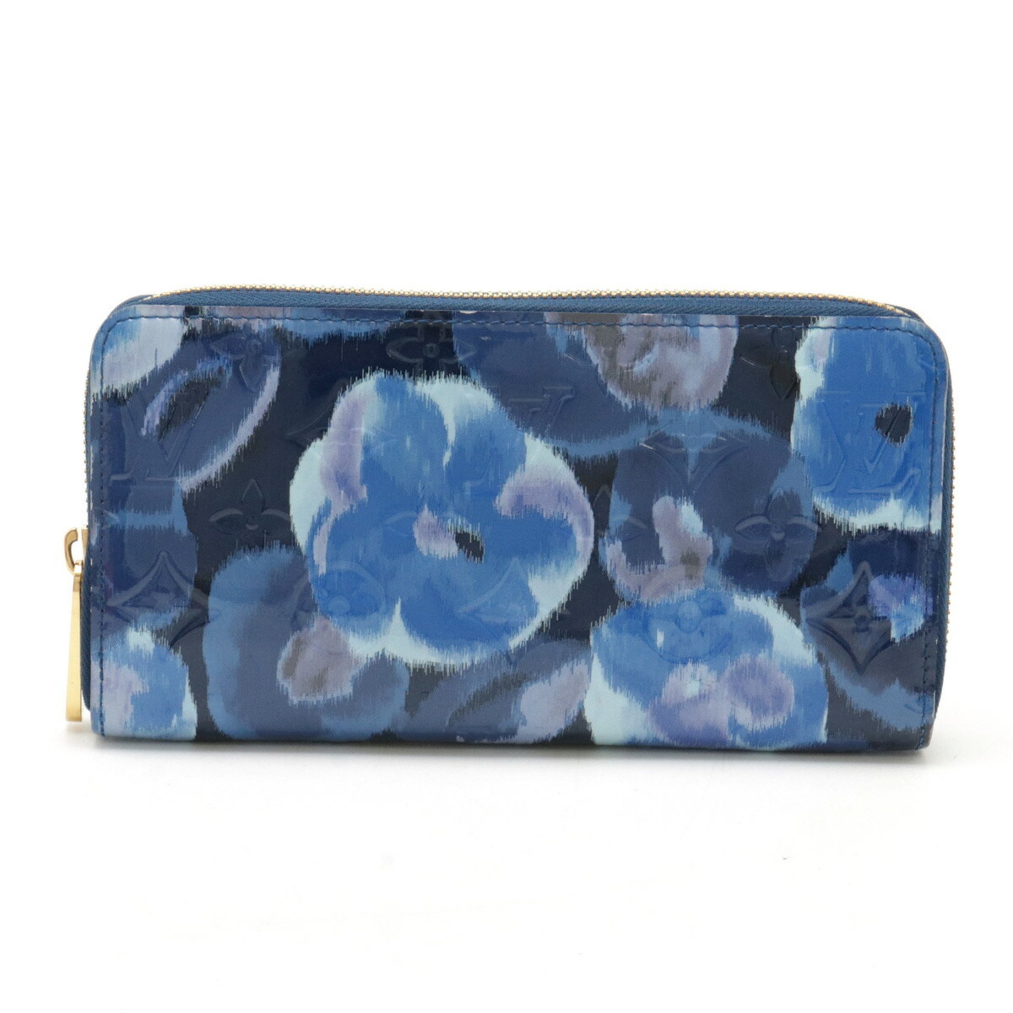 LOUIS VUITTON Louis Vuitton Vernis Ikat Flower Zippy Wallet Round Long Enamel Grand Blue M90018