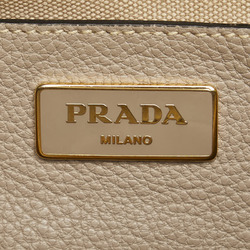 Prada Triangle Plate Handbag Shoulder Bag BN2769 Greige Leather Women's PRADA