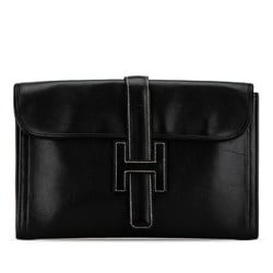 Hermes Jige PM Clutch Bag Black Box Calf Women's HERMES