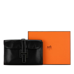 Hermes Jige PM Clutch Bag Black Box Calf Women's HERMES