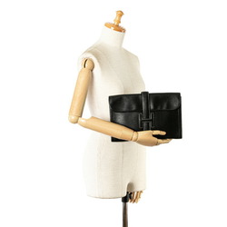 Hermes Jige PM Clutch Bag Black Box Calf Women's HERMES