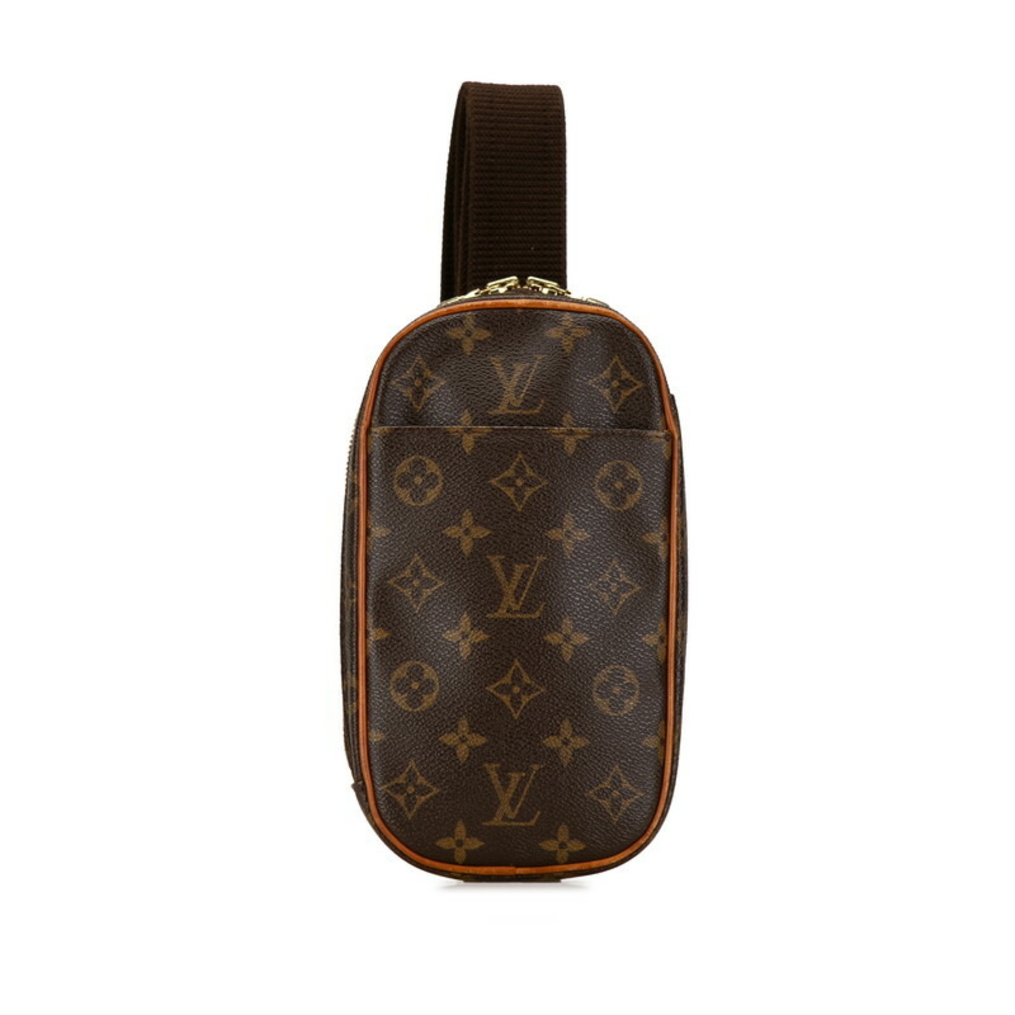 Louis Vuitton Monogram Pochette Ganju Body Bag Waist M51870 Brown PVC Leather Men's LOUIS VUITTON