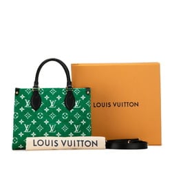 Louis Vuitton Monogram Jacquard Velvet LV Match On the Go PM Handbag Shoulder Bag 2WAY M46216 Green Gold Velour Leather Women's LOUIS VUITTON