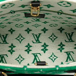 Louis Vuitton Monogram Jacquard Velvet LV Match On the Go PM Handbag Shoulder Bag 2WAY M46216 Green Gold Velour Leather Women's LOUIS VUITTON