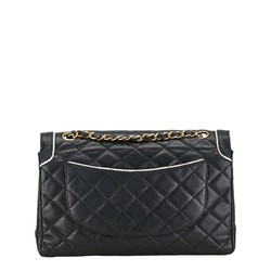 Chanel Matelasse 25 Coco Mark Double Flap Chain Shoulder Bag Black Lambskin Women's CHANEL