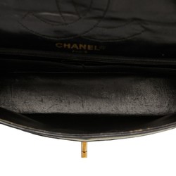 Chanel Matelasse 25 Coco Mark Double Flap Chain Shoulder Bag Black Lambskin Women's CHANEL