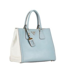 Prada Triangle Plate Handbag Shoulder Bag BN2438 Blue White Leather Women's PRADA