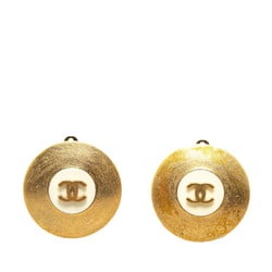 Chanel Coco Mark Button Motif Earrings Gold Plated Women's CHANEL