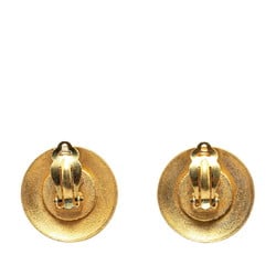 Chanel Coco Mark Button Motif Earrings Gold Plated Women's CHANEL