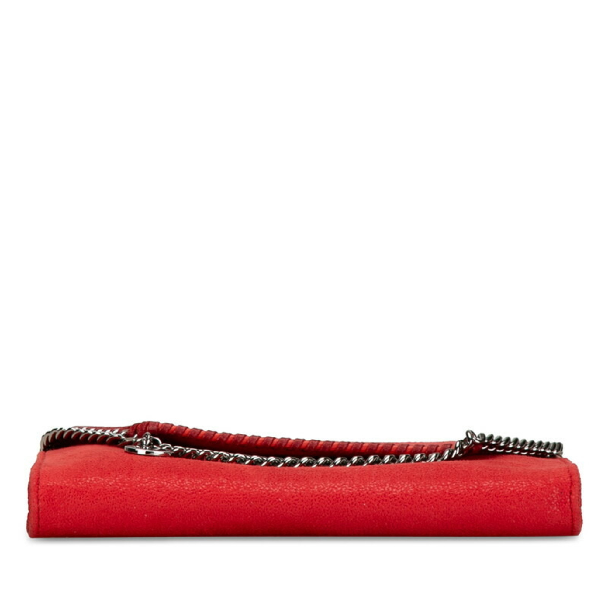 Stella McCartney Falabella Chain Shoulder Bag Red Polyurethane Women's