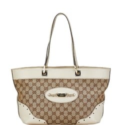 Gucci GG Canvas Handbag Tote Bag 145993 Beige White Leather Women's GUCCI