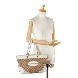 Gucci GG Canvas Handbag Tote Bag 145993 Beige White Leather Women's GUCCI