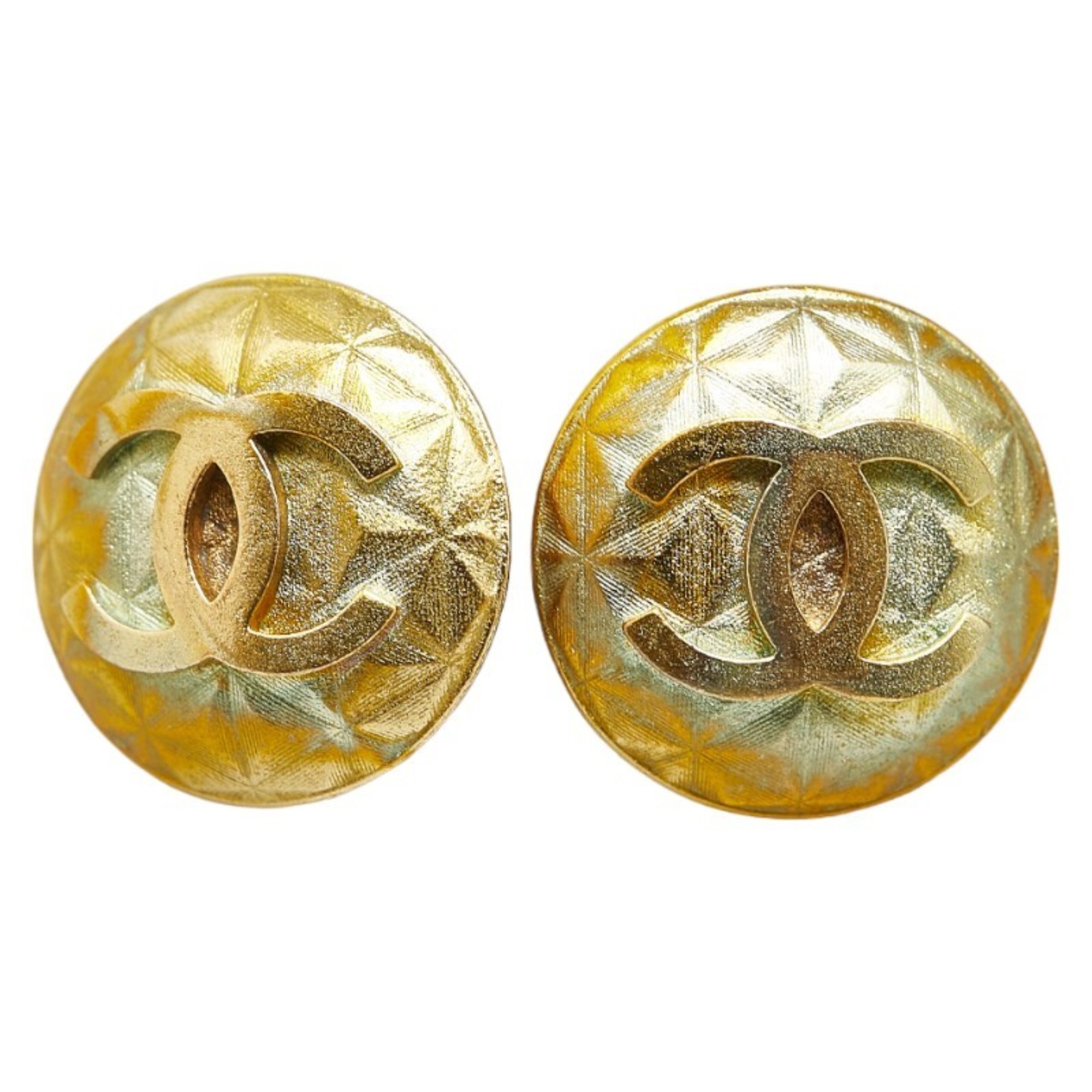 Chanel Coco Mark Earrings Gold Plated Women's CHANEL