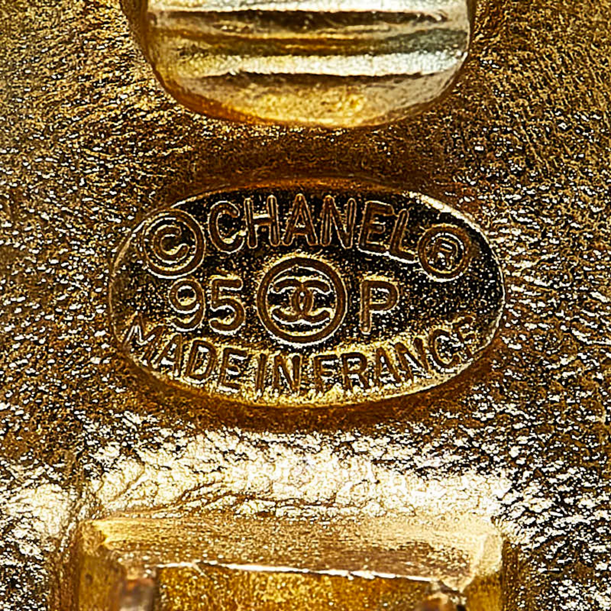 Chanel Coco Mark Earrings Gold Plated Women's CHANEL