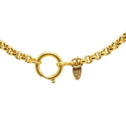 Chanel Coco Mark Chain Circle Pendant Necklace Gold Plated Women's CHANEL