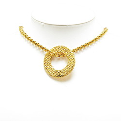 Chanel Coco Mark Chain Circle Pendant Necklace Gold Plated Women's CHANEL