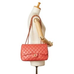 Chanel Matelasse Coco Mark Chain Shoulder Bag Salmon Pink Lambskin Women's CHANEL