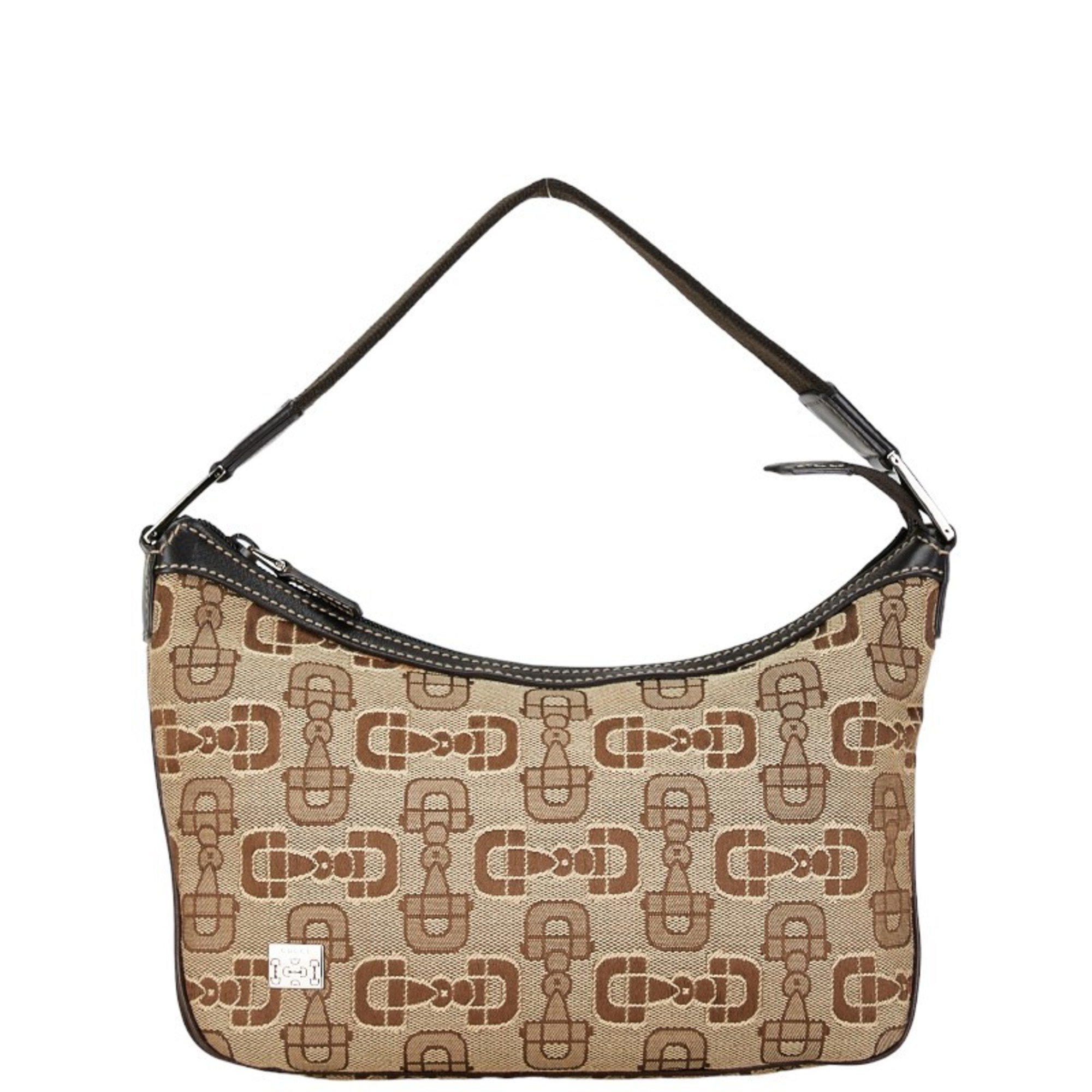 Gucci Horsebit Bag Handbag 210032 Brown Beige Canvas Leather Women's GUCCI