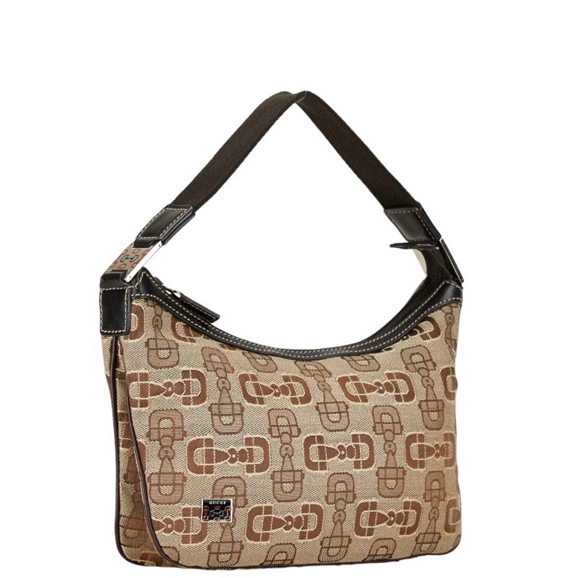 Gucci Horsebit Bag Handbag 210032 Brown Beige Canvas Leather Women's GUCCI