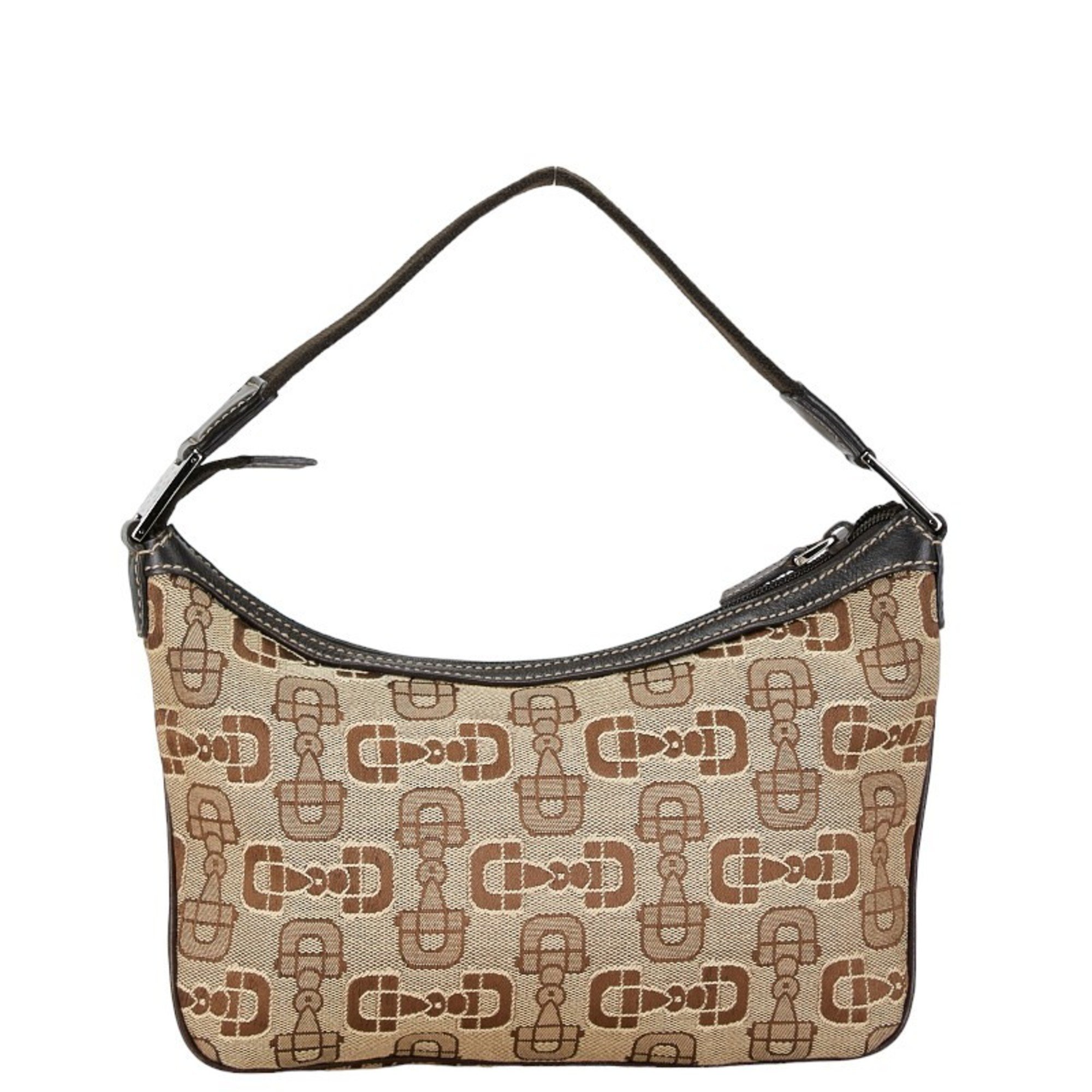 Gucci Horsebit Bag Handbag 210032 Brown Beige Canvas Leather Women's GUCCI