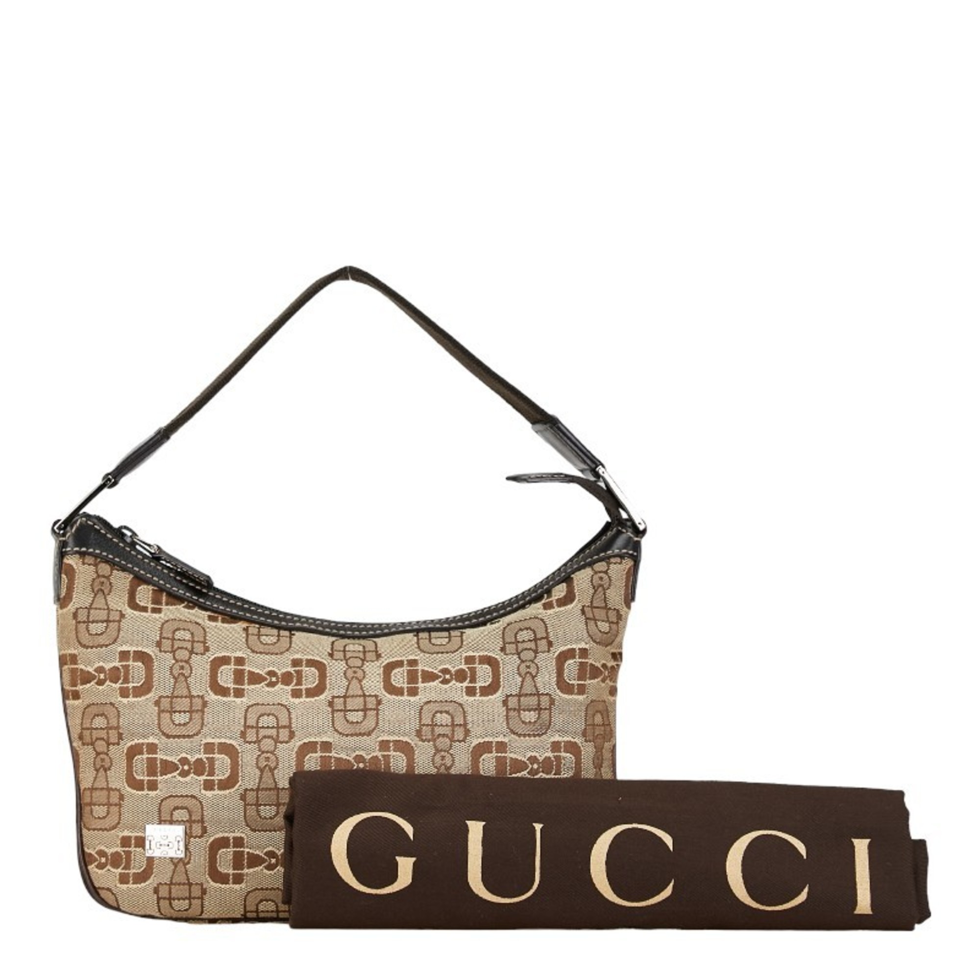 Gucci Horsebit Bag Handbag 210032 Brown Beige Canvas Leather Women's GUCCI