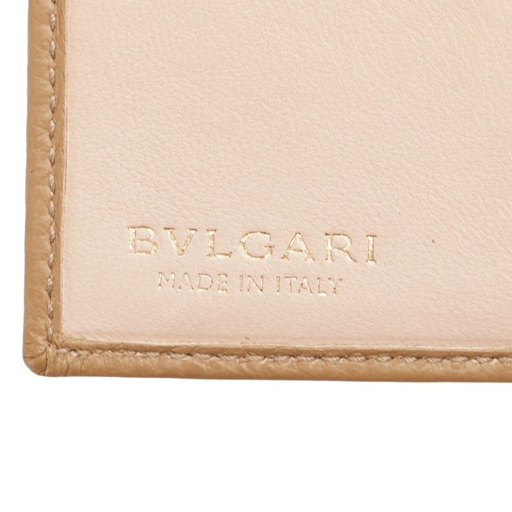 BVLGARI Tri-fold Wallet 291770 Brown Calf Leather Women's