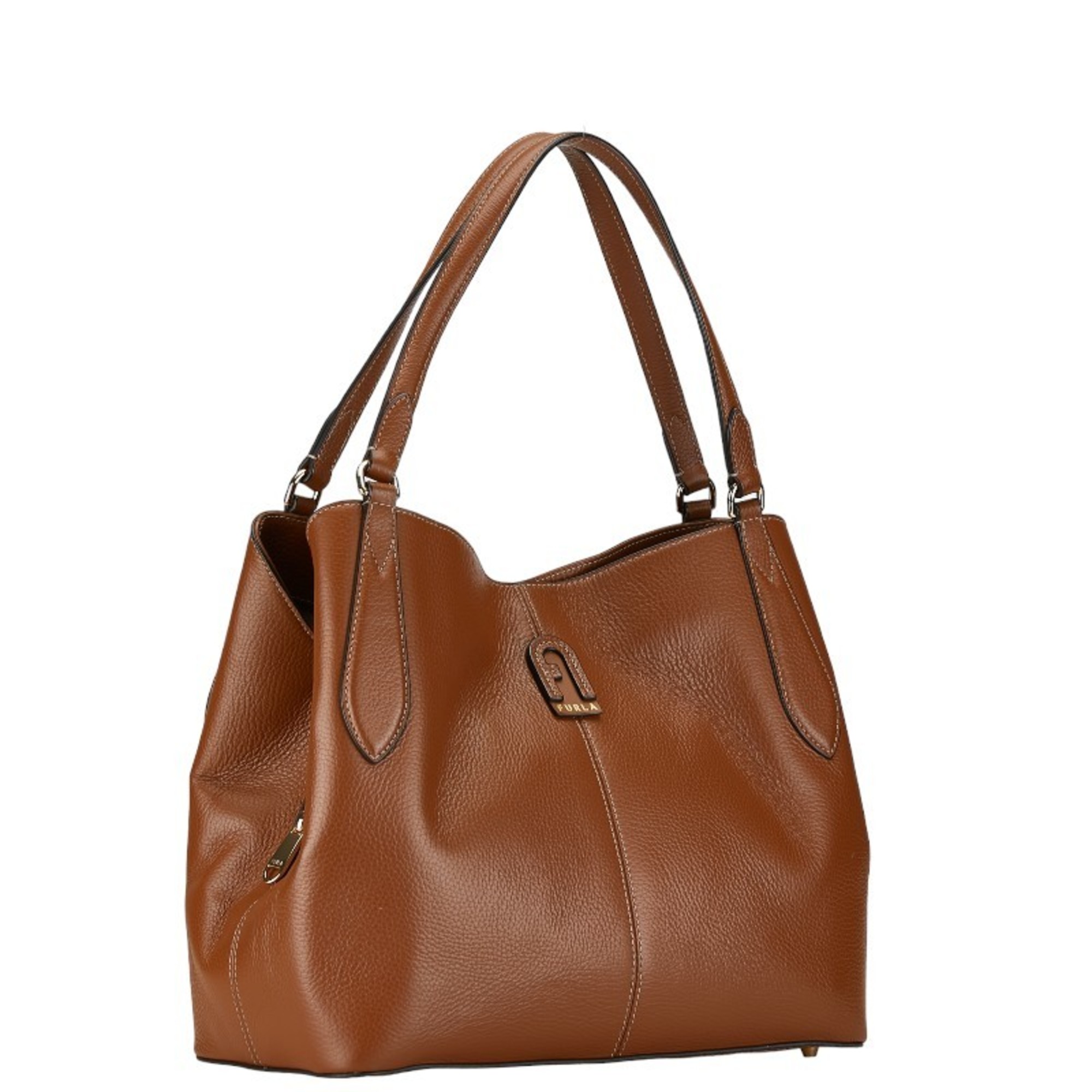 Furla Daphne Tote Bag Handbag Brown Leather Women's