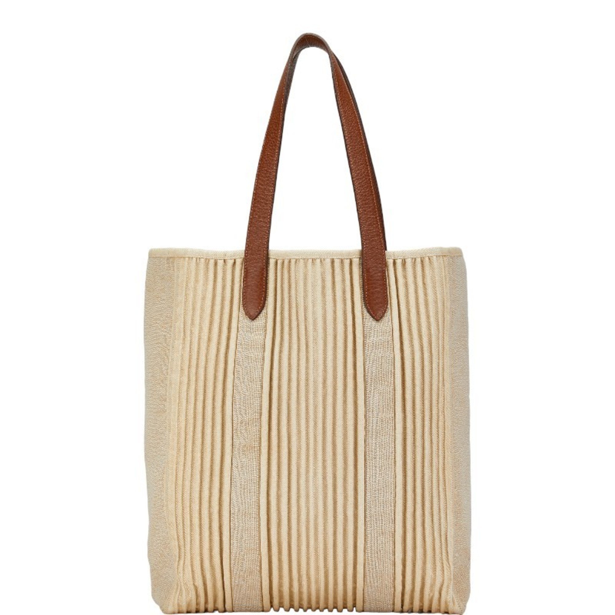 Hermes Calicut Cabas Tote Bag Beige Canvas Leather Women's HERMES