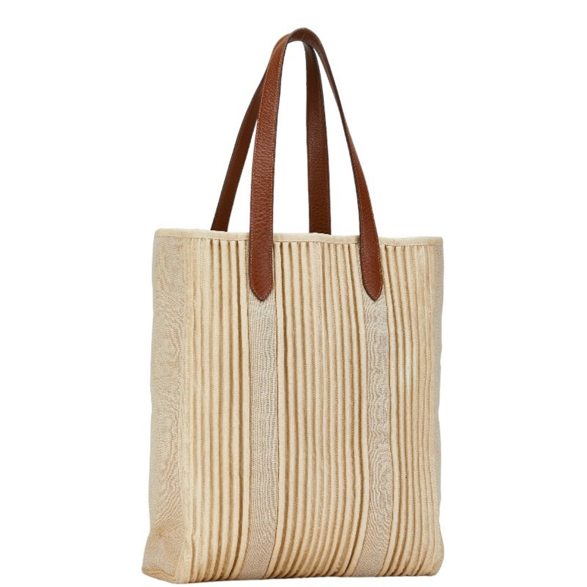 Hermes Calicut Cabas Tote Bag Beige Canvas Leather Women's HERMES