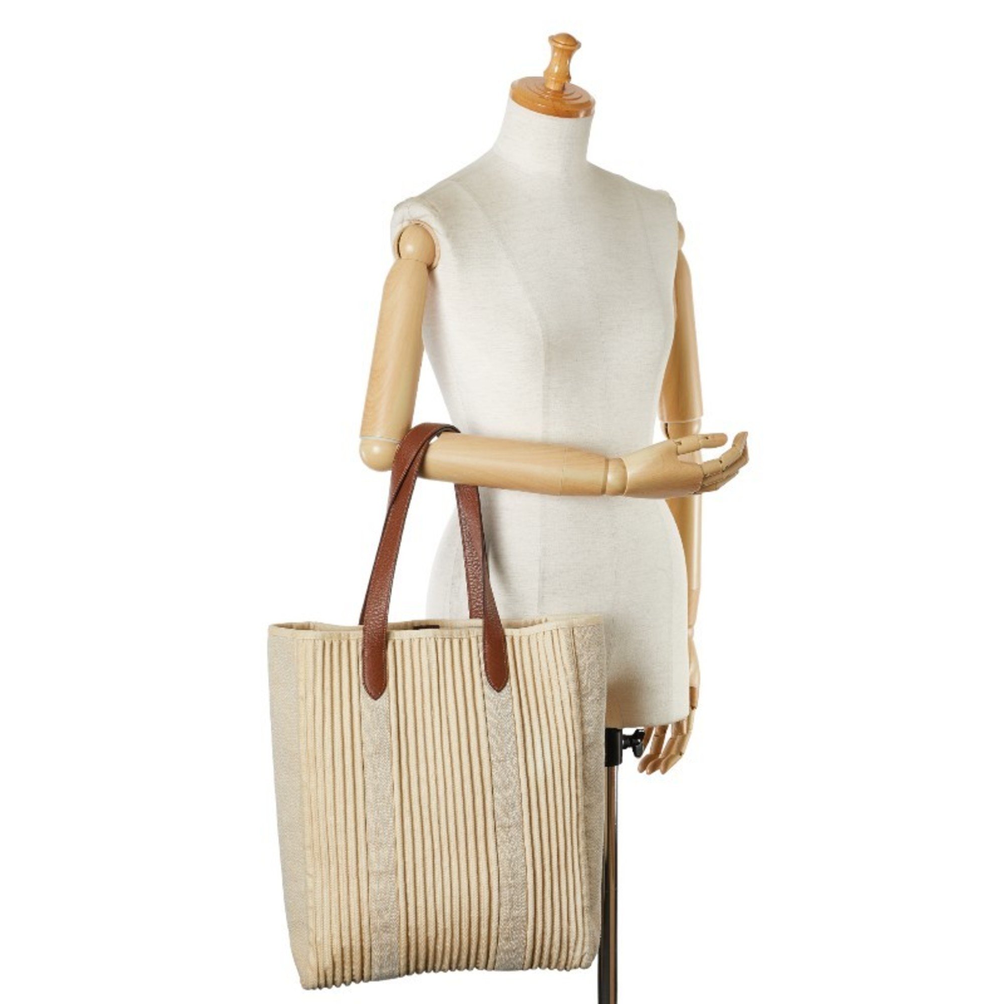 Hermes Calicut Cabas Tote Bag Beige Canvas Leather Women's HERMES