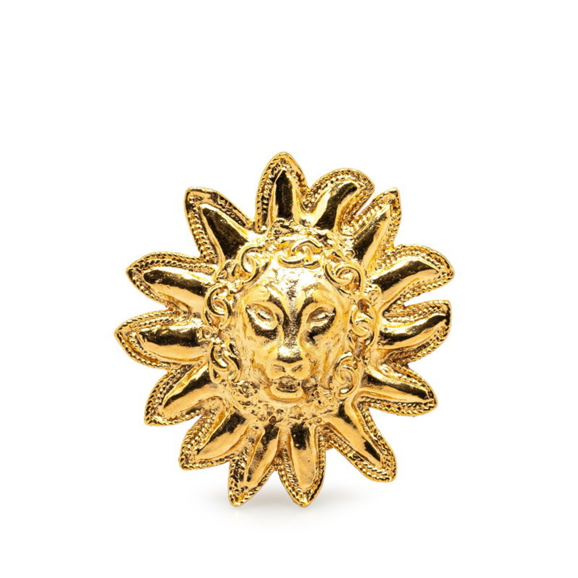 Chanel Lion Motif Brooch Gold Plated Women's CHANEL