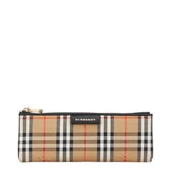 Burberry Nova Check Shadow Horse Pencil Case Beige Canvas Women's BURBERRY