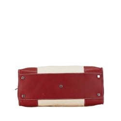 LOEWE Anagram Amazona 36 Handbag White Red Canvas Leather Women's