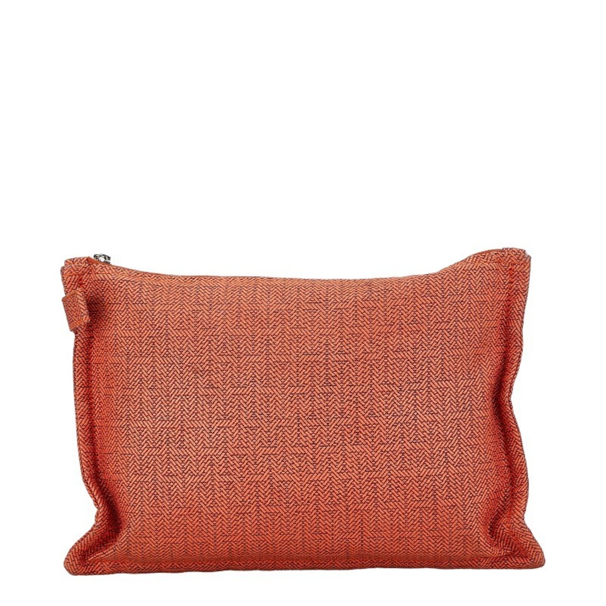 Hermes Pouch Orange Canvas Women's HERMES