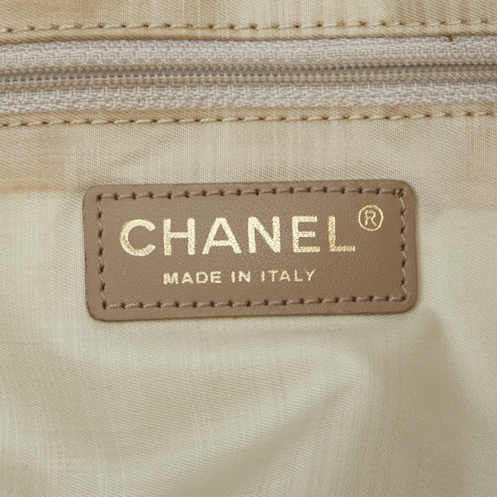 Chanel New Travel Line MM Tote Bag Handbag Beige Greige Canvas Leather Women's CHANEL