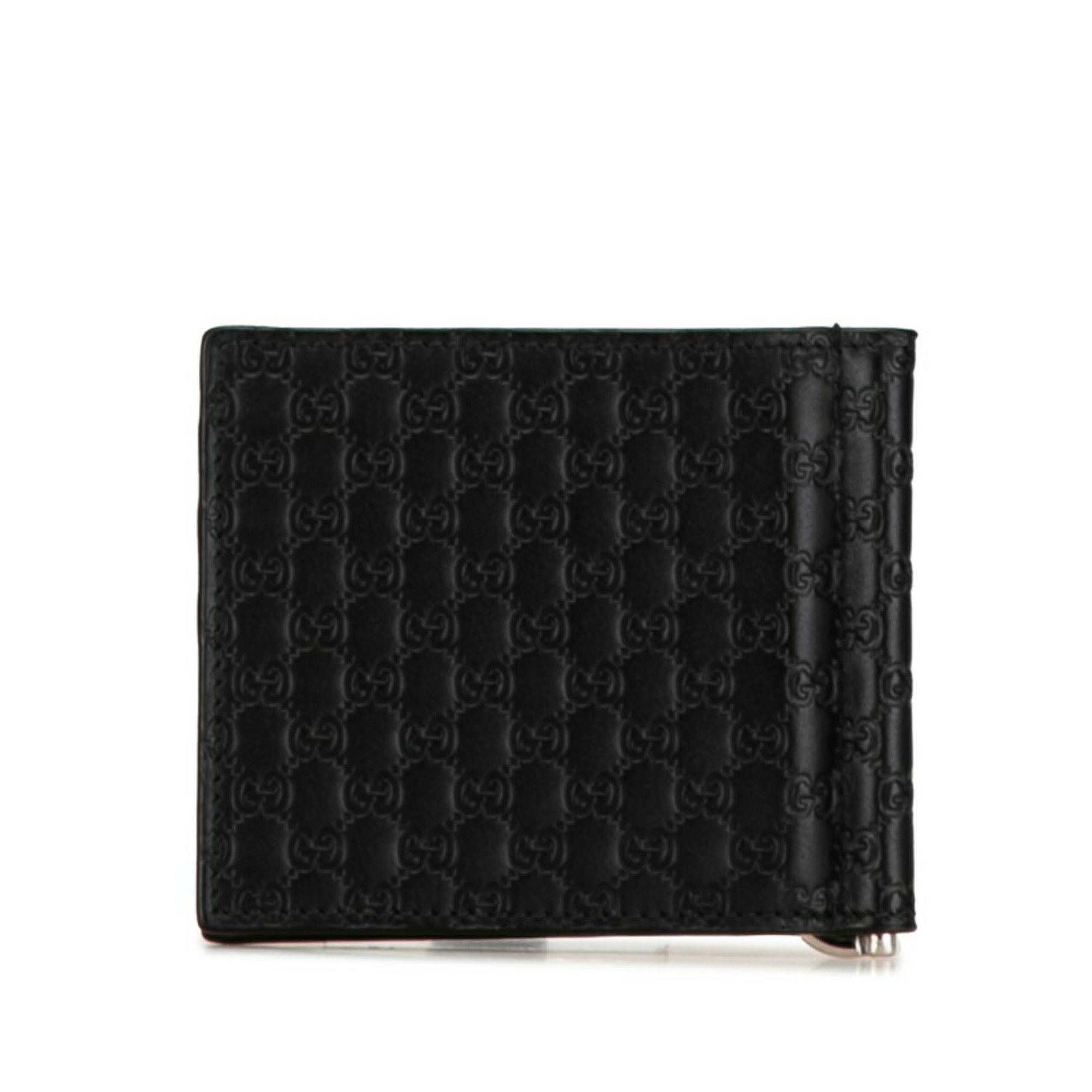 Gucci Micro Guccissima Bi-fold Wallet Compact 544478 Black Leather Women's GUCCI