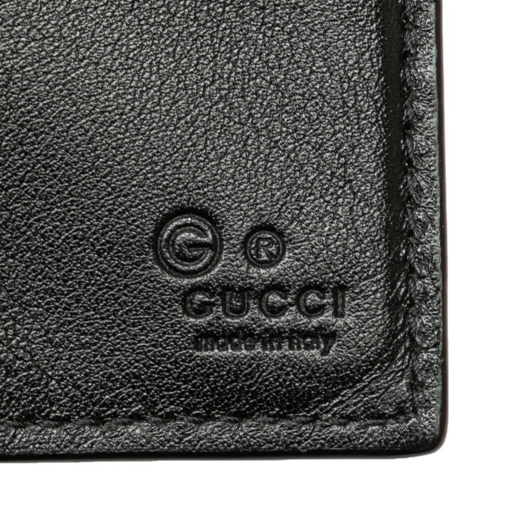 Gucci Micro Guccissima Bi-fold Wallet Compact 544478 Black Leather Women's GUCCI