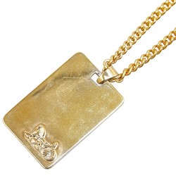 CELINE Carriage Plate Necklace Gold Plated Women's