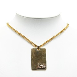 CELINE Carriage Plate Necklace Gold Plated Women's