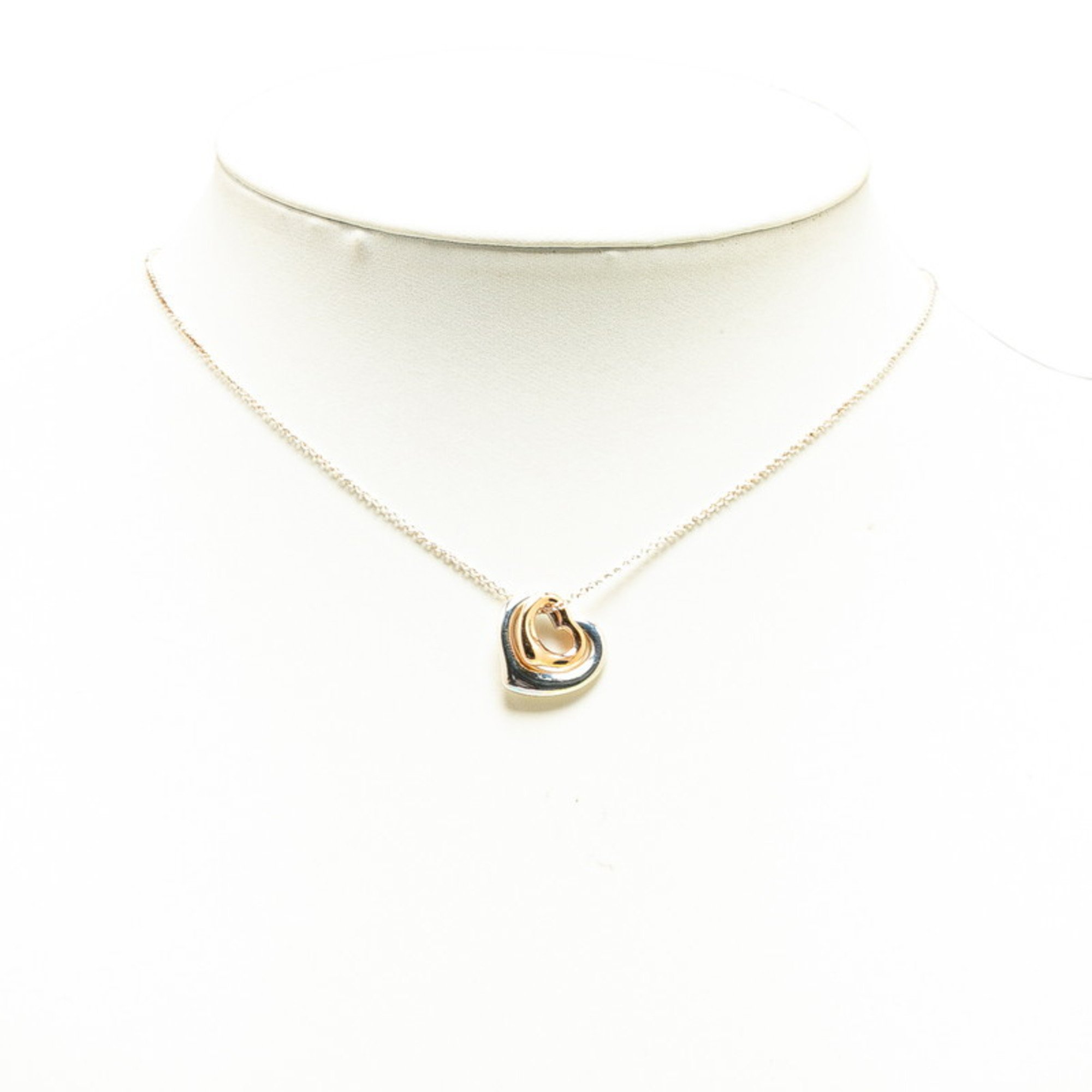 Tiffany Elsa Peretti Heart Necklace SV925 Silver K18PG Pink Gold Women's TIFFANY&Co.