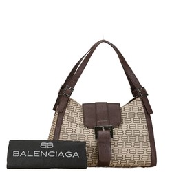 Balenciaga BB handbag tote bag beige brown canvas leather women's BALENCIAGA