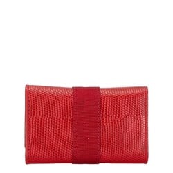 Salvatore Ferragamo Vara Ribbon 6-ring Key Case Red Leather Women's