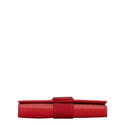 Salvatore Ferragamo Vara Ribbon 6-ring Key Case Red Leather Women's