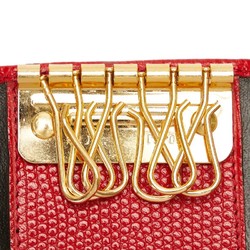 Salvatore Ferragamo Vara Ribbon 6-ring Key Case Red Leather Women's