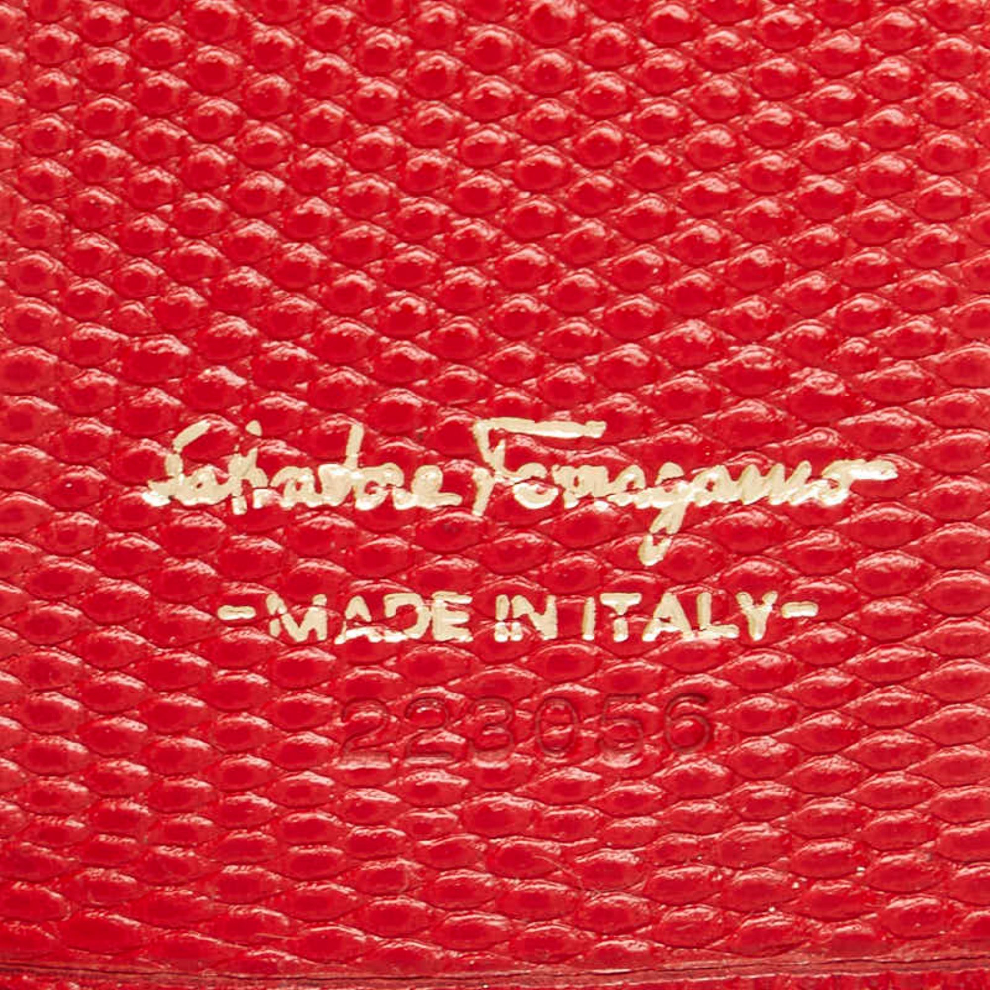 Salvatore Ferragamo Vara Ribbon 6-ring Key Case Red Leather Women's