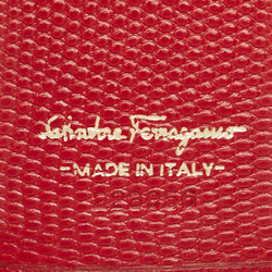 Salvatore Ferragamo Vara Ribbon 6-ring Key Case Red Leather Women's