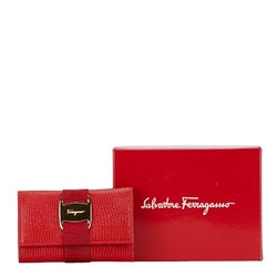 Salvatore Ferragamo Vara Ribbon 6-ring Key Case Red Leather Women's