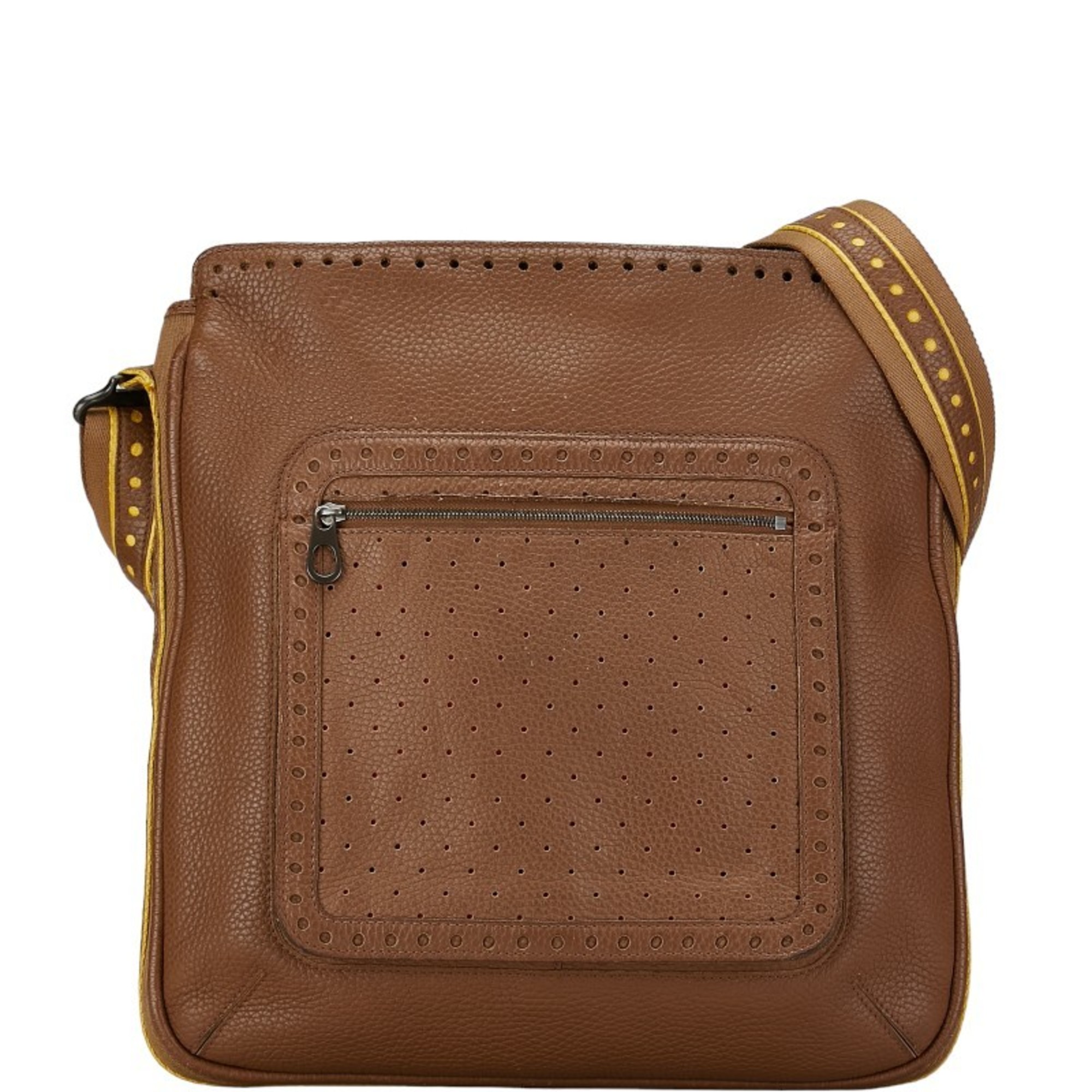 Bottega Veneta Perforated Shoulder Bag Brown Leather Women's BOTTEGAVENETA