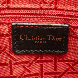 Christian Dior Dior Cannage Lady Handbag Shoulder Bag Black Lambskin Women's